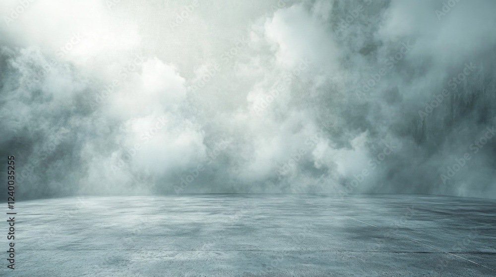 Dramatic Grey Sky Landscape with Fog and Misty Atmosphere Dramatic Grey Sky Landscape with Fog and Misty Atmosphere