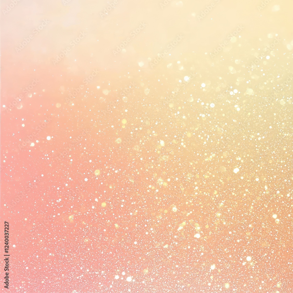 A fine glitter texture overlays the gradient from pale butter yellow to soft coral pink, adding subtle shimmer. A fine glitter texture overlays the gradient from pale butter yellow to soft coral pink, adding subtle shimmer.