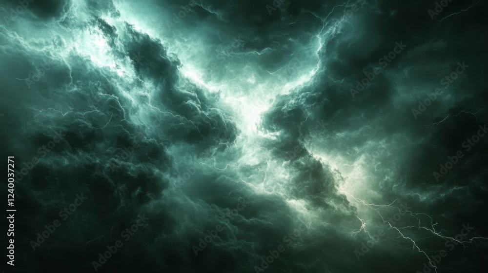 Dark Teal Cloudscape with Energetic Light Streaks Dark Teal Cloudscape with Energetic Light Streaks