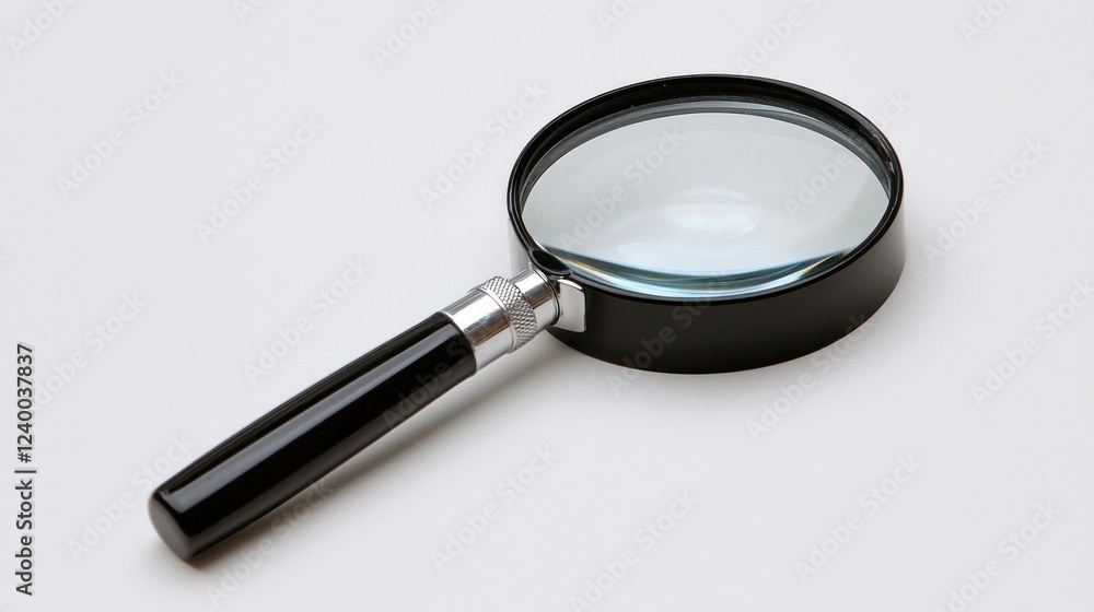 Black Magnifying Glass on White Background Black Magnifying Glass on White Background