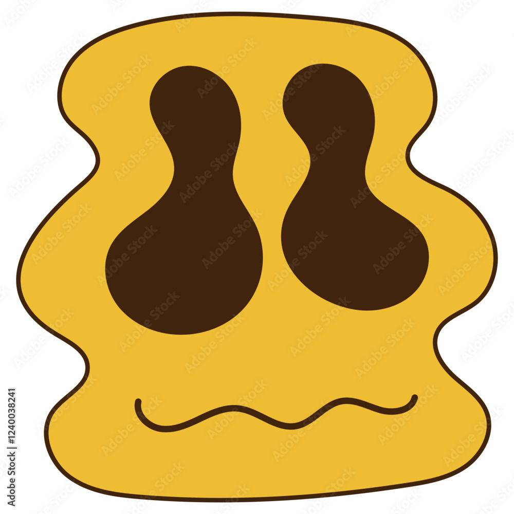 Psychedelic Dripping Smiling Character. Isolated on White Background.