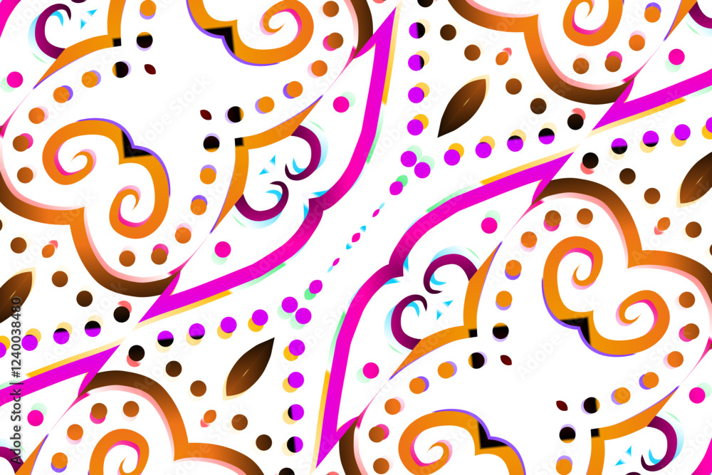 Fototapeta premium gradient flower and leaf art pattern of indonesian culture traditional tenun batik ethnic dayak ornament for wallpaper ads background 