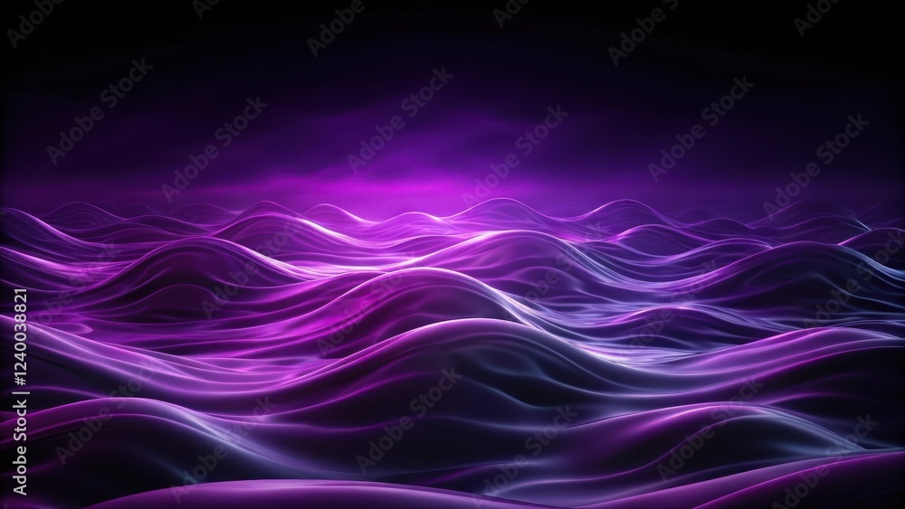 Fototapeta premium Dark purple waves gently ripple across a deep black background, creating an ethereal and dreamy atmosphere , texture, cosmos