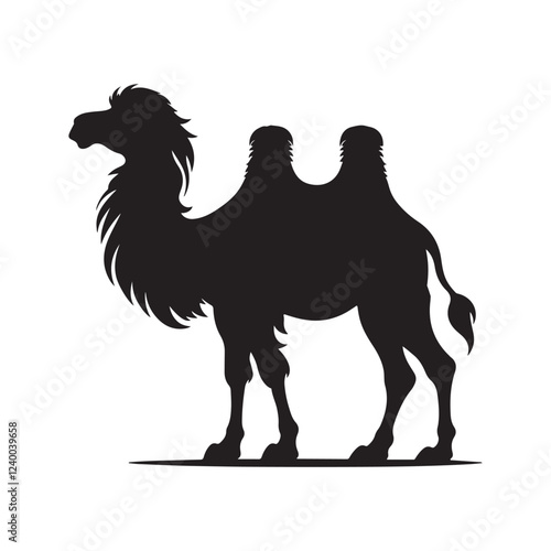 Camel Silhouette Desert Standing Arabian On White Background