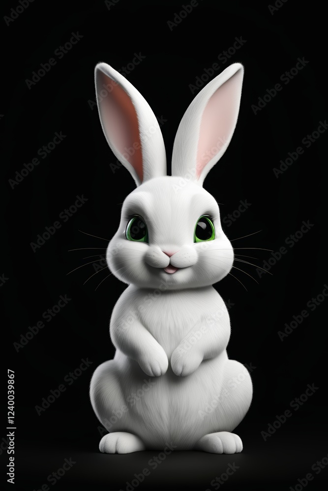 Fototapeta premium a close up of a white rabbit with green eyes sitting on its hind legs