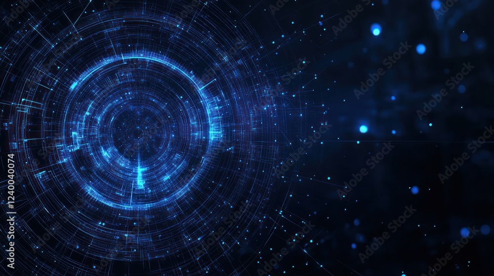 Obraz premium Abstract glowing blue circular technology background.
