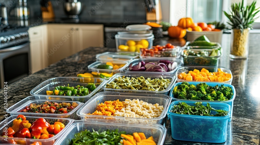 Obraz premium Freshly Prepared Healthy Meals in Clear Storage Containers