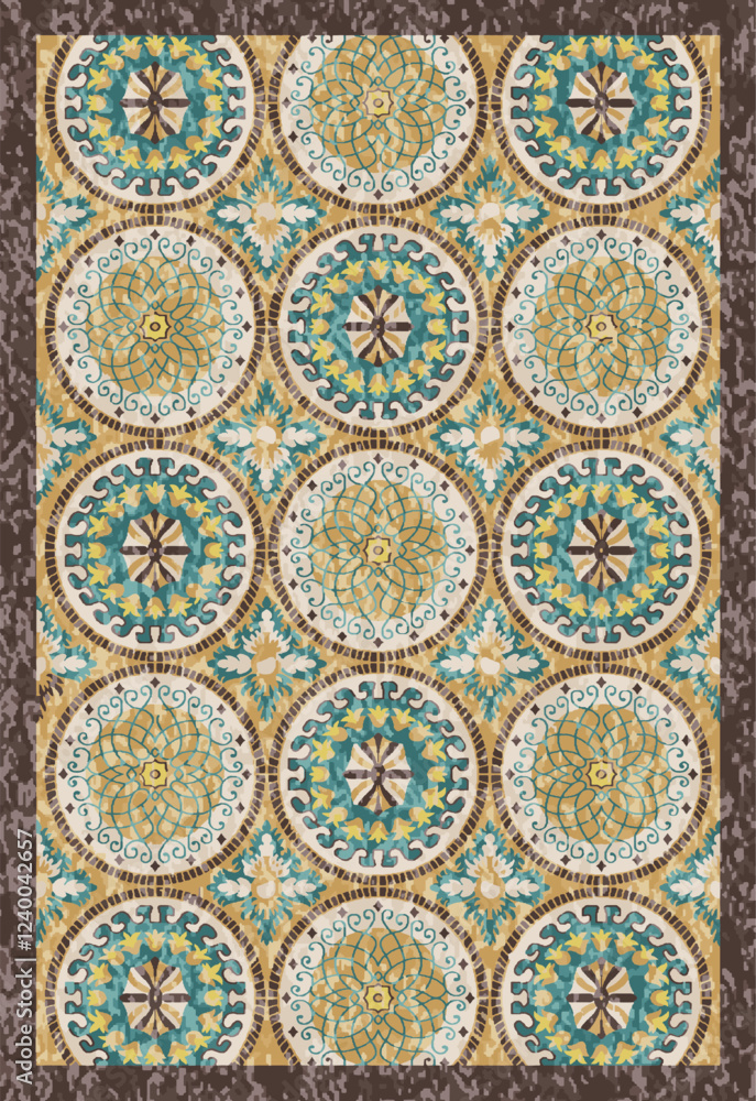 Obraz premium Geometrical Carpet Vector modern Pattern with texture and trending colors in high resolution