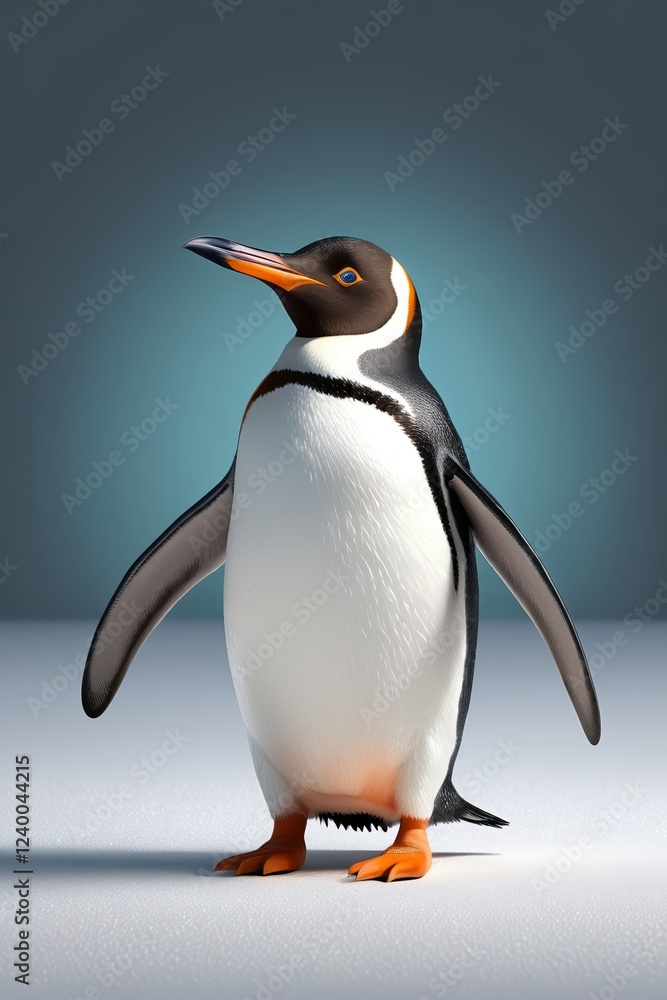 Fototapeta premium there is a penguin that is standing on a white surface