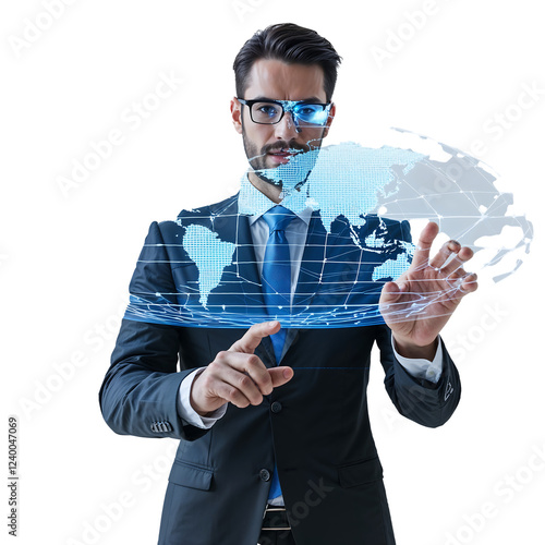 businessman touching tablet