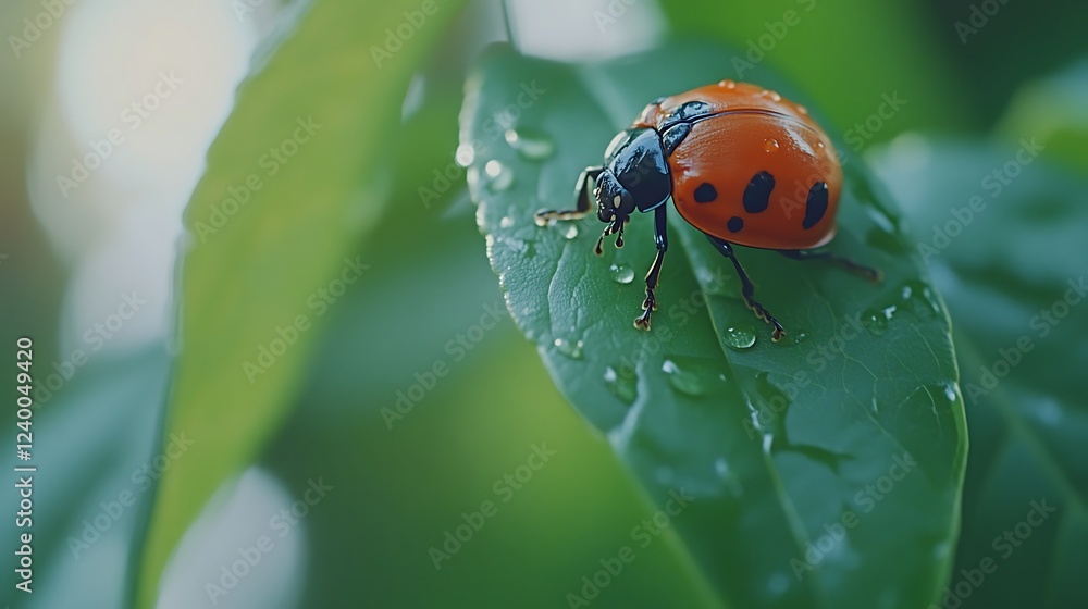 Ladybug on Dew-Kissed Leaf: A Macro Photography Masterpiece Ladybug on Dew-Kissed Leaf: A Macro Photography Masterpiece