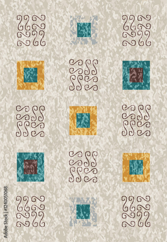 Geometrical Carpet Vector modern Pattern with texture and trending colors in high resolution
