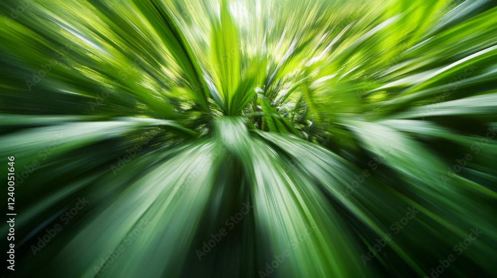 Obraz premium Vibrant Green Tropical Foliage Zoom Burst