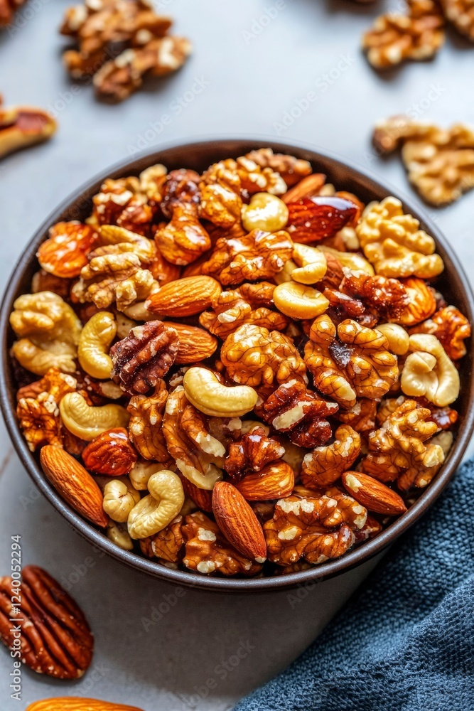 Honey Glazed Mixed Nuts In A Bowl Honey Glazed Mixed Nuts In A Bowl