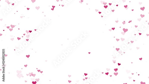 Beautiful pink red colored hearts movement on white copy space . Concept Valentine's Day motion background.