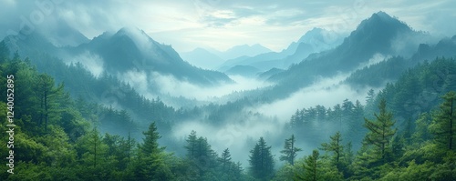 Misty Mountain Landscape in Tatra Mountains Poland Serenity Nature Fog Clouds Peaks
