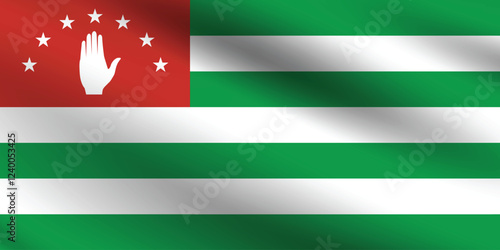 Abkhazia flag official colors and proportion digital vector illustration. Pleated flag.