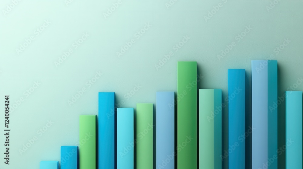 Stylized Bar Graph in Blue and Green Tones, showcasing data trends in a visually appealing manner, emphasizing clarity and color contrast Stylized Bar Graph in Blue and Green Tones, showcasing data trends in a visually appealing manner, emphasizing clarity and color contrast