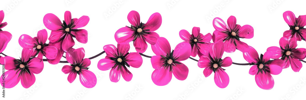 Obraz premium PNG Pink flowers border illustration decorative.