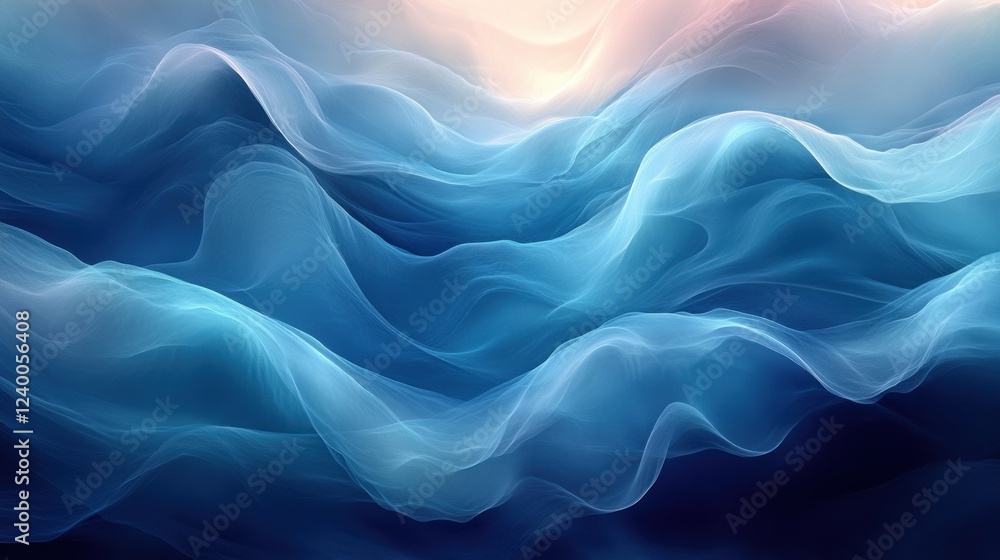 Obraz premium Teal and Navy Blue Abstract Gradient Composition with Diagonal Lines