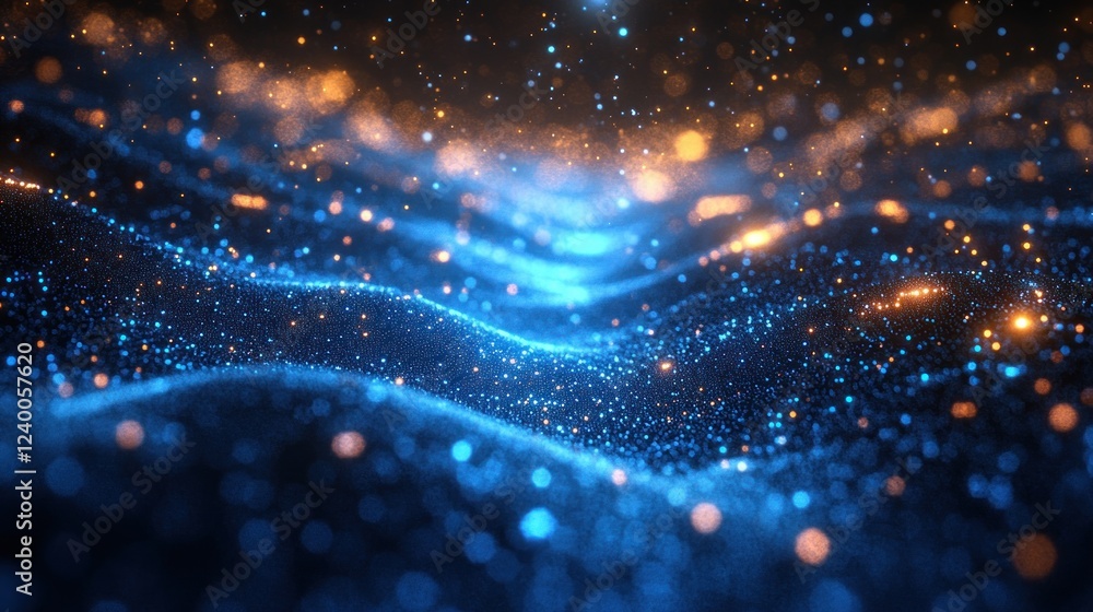 Futuristic Digital Landscape with Glowing Network of Blue Lines and Dots in Cyberpunk Style Futuristic Digital Landscape with Glowing Network of Blue Lines and Dots in Cyberpunk Style