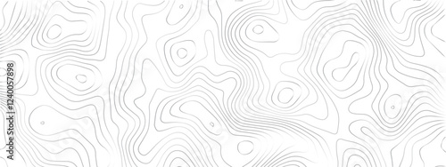 Detailed Sea Map with Geometric Lines and Topography, Featuring a Mounted Grid Pattern to Depict Area Space and Landscape Topos
