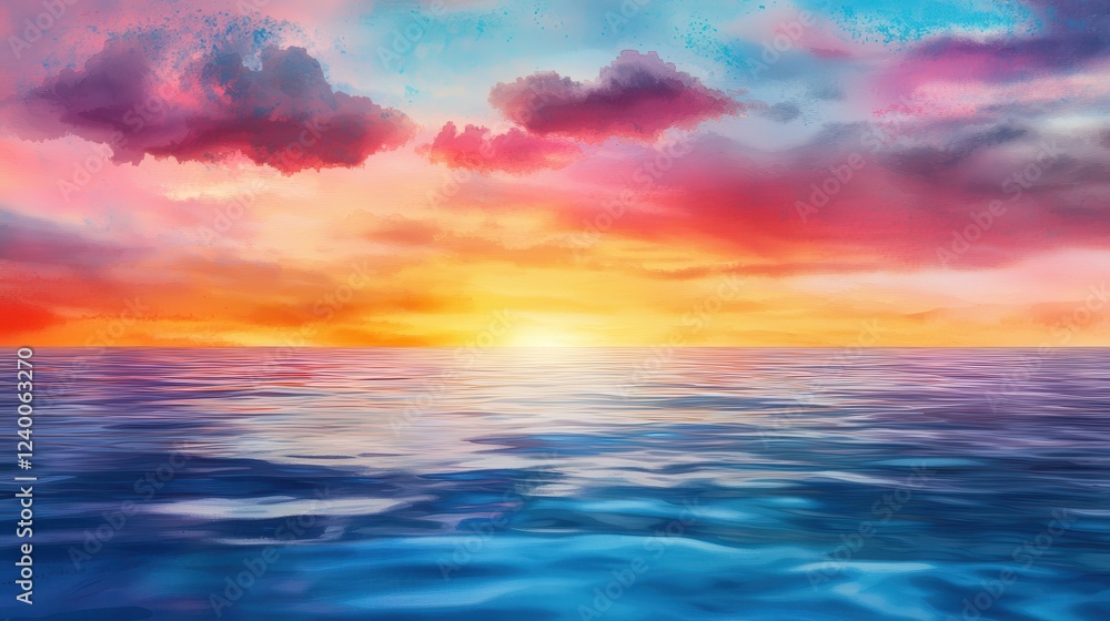 Serene Sunset Over Calm Ocean Waters Serene Sunset Over Calm Ocean Waters