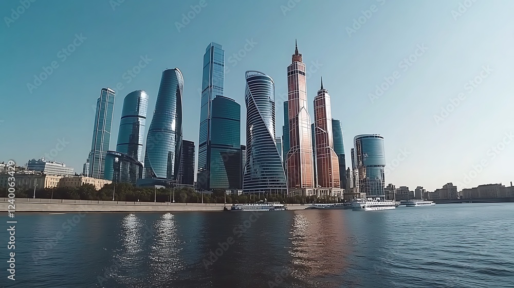 Obraz premium Moscow City Skyline: A Stunning Panorama of Modern Architecture