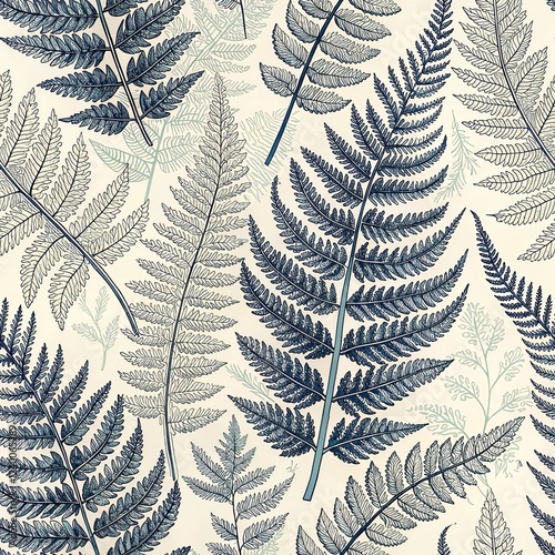 Seamless plant pattern, elegant botanical pattern with ferns
