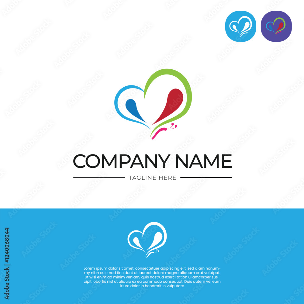 Logo Template, Butterfly and love Simple Concept, Logo, Colorful Icon, Insect Animal Vector Illustration Logo Template, Butterfly and love Simple Concept, Logo, Colorful Icon, Insect Animal Vector Illustration