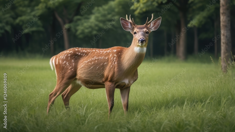 Obraz premium Deer standing on the grass