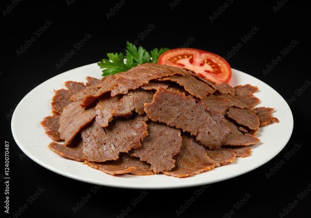 doner meat slices with vegetables and herbs doner meat slices with vegetables and herbs