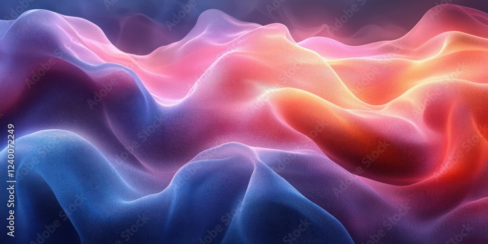 Obraz premium Abstract Wavy Lines Flowing Gradient Blue Pink Background Minimalist Design for AI Technology Communication and Music