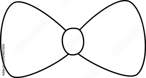 Cute ribbon bow outline.
simple shape bowtie linear isolated.
Transparent background.