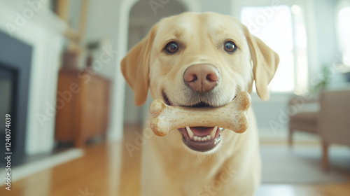 Golden Retriever with Bone:...