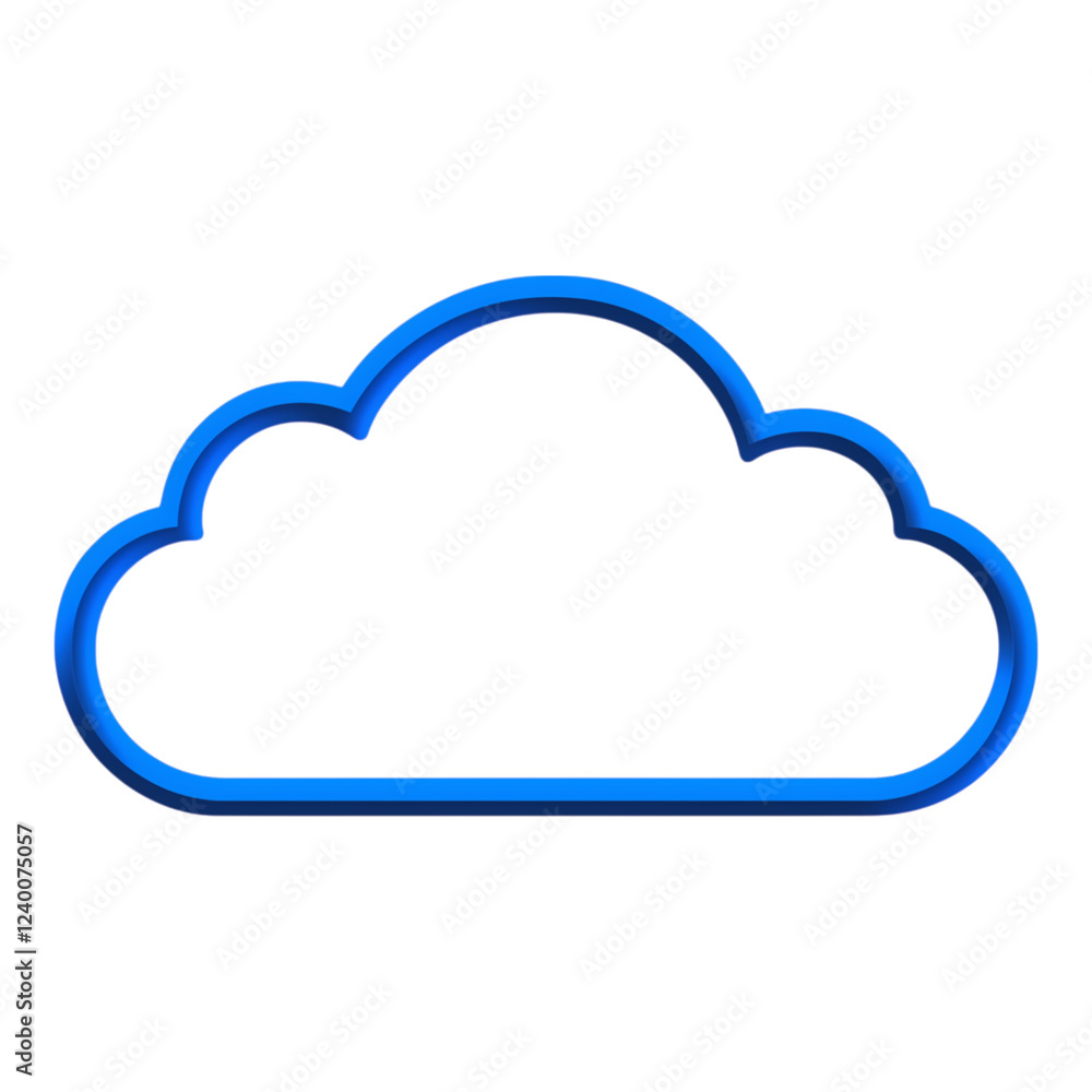 outline cloud icon with blue border, isolated on transparent background outline cloud icon with blue border, isolated on transparent background