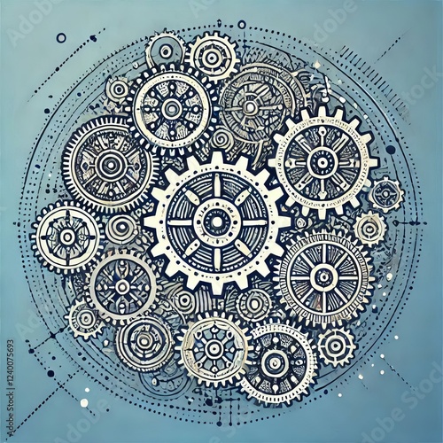 Detailed Gear precise stencil outlines