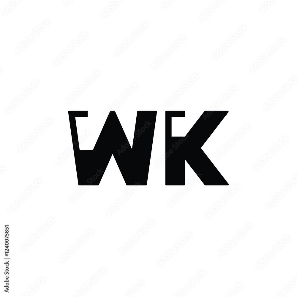 Obraz premium WK monogram logo design letter text name symbol monochrome logotype alphabet character simple logo