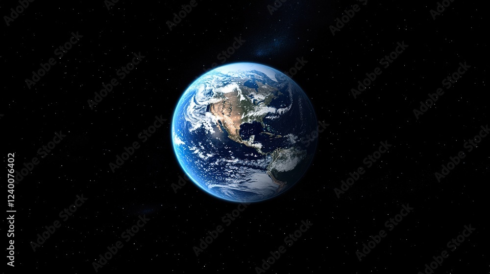 Obraz premium Glowing Earth with abstract network connections, symbolizing global connectivity and unity in a vast universe.