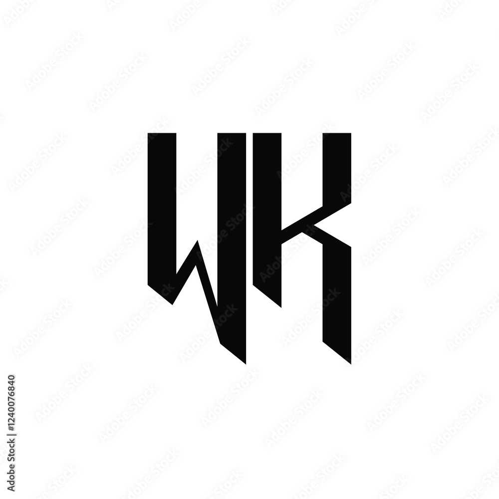 WK monogram logo design letter text name symbol monochrome logotype alphabet character simple logo WK monogram logo design letter text name symbol monochrome logotype alphabet character simple logo