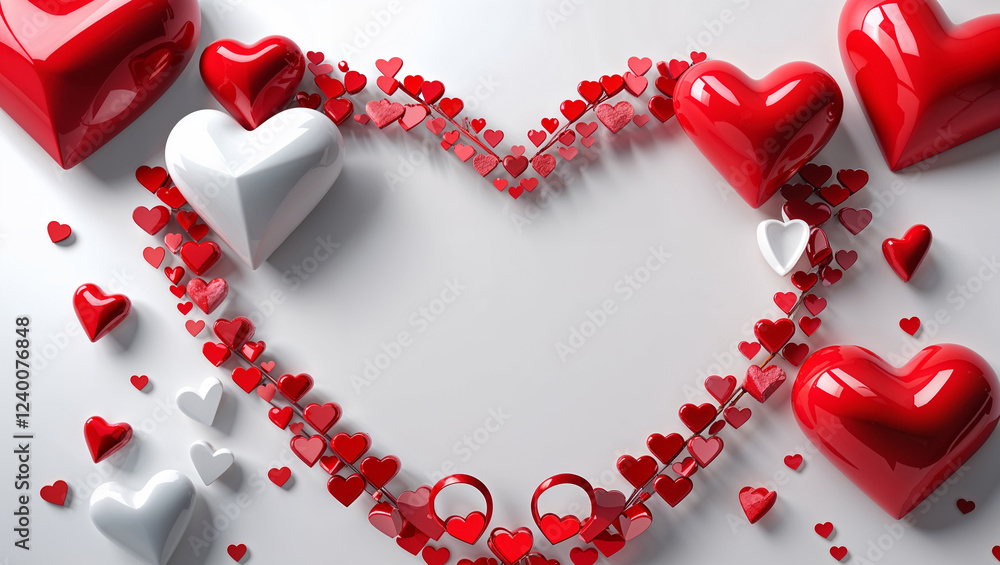 Romantic heart arrangement featuring small red and white hearts, designed to express love, affection, and joy for a perfect Valentine's Day celebration Romantic heart arrangement featuring small red and white hearts, designed to express love, affection, and joy for a perfect Valentine's Day celebration