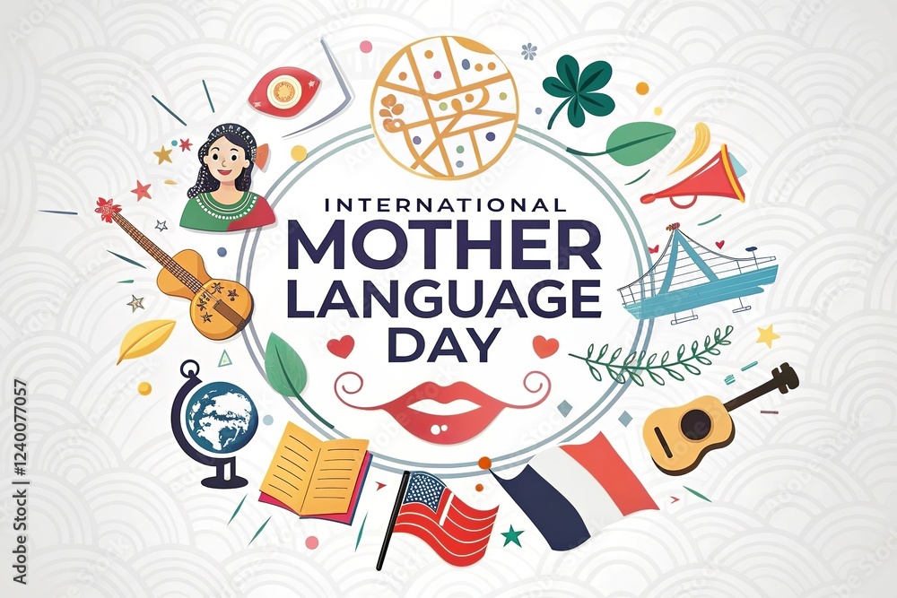 Fototapeta premium An eye-catching illustration for International Mother Language Day celebrations.