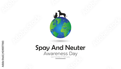 February is Spay and Neuter awareness day. Vector template Design for banner, greeting card, poster, prints, social media post ,flyer , T shirt with background.