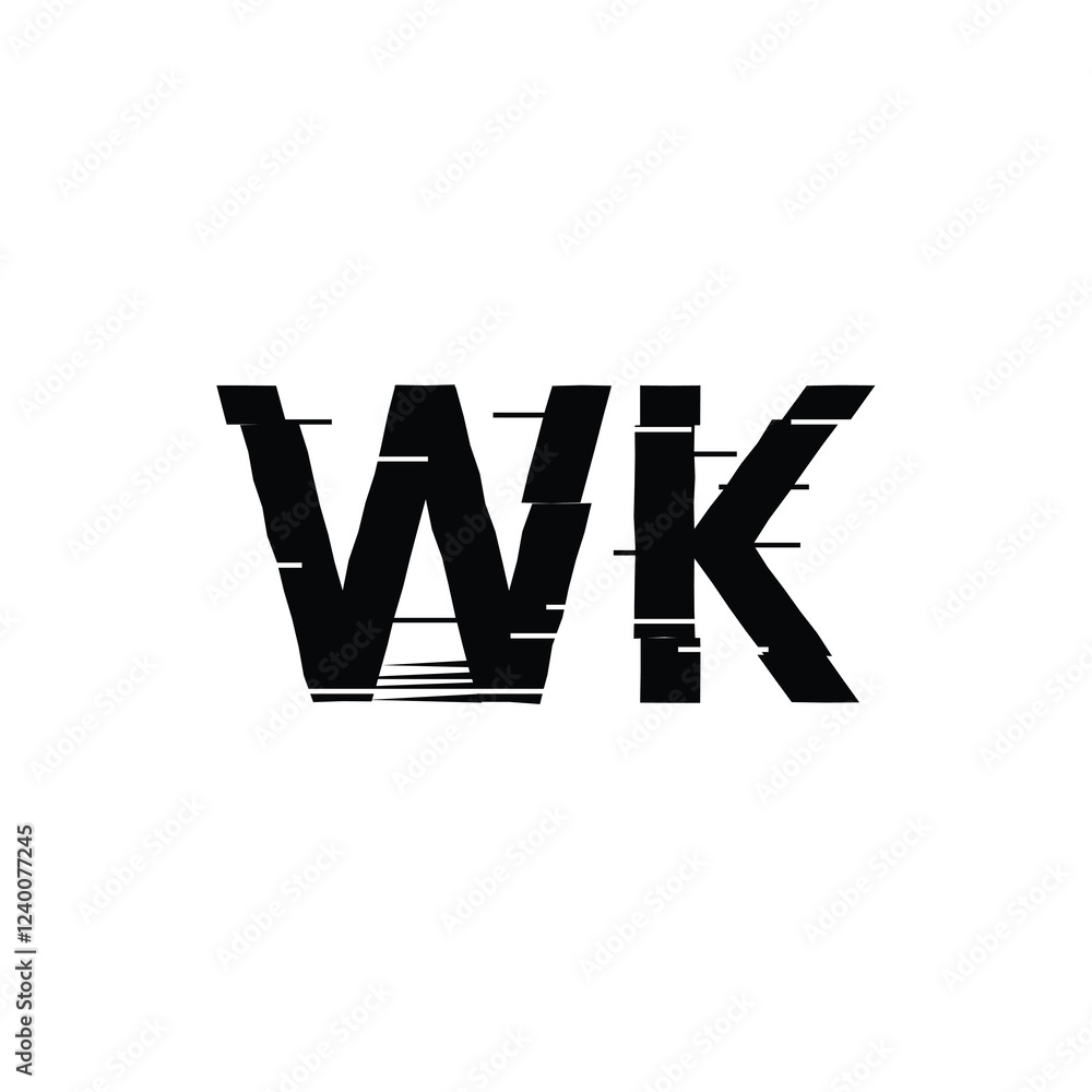 Obraz premium WK monogram logo design letter text name symbol monochrome logotype alphabet character simple logo