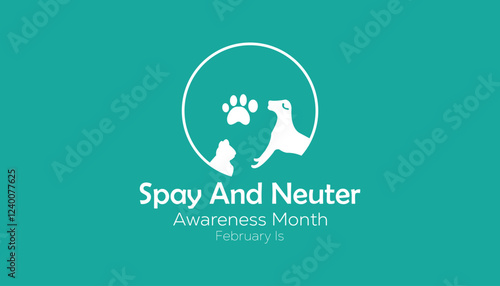 February is Spay and Neuter awareness Month. Vector template Design for banner, greeting card, poster, prints, social media post ,flyer , T shirt with background.
