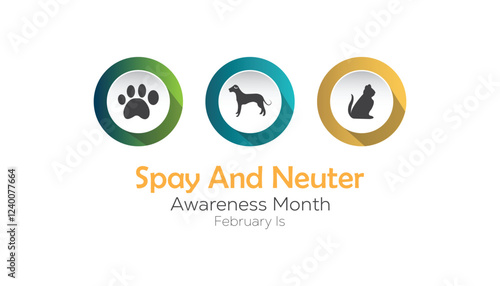 February is Spay and Neuter awareness Month. Vector template Design for banner, greeting card, poster, prints, social media post ,flyer , T shirt with background.