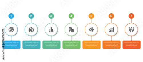 7 data infographics tab paper index template. Vector illustration abstract background. Can be used for workflow layout, business step, banner, web design.