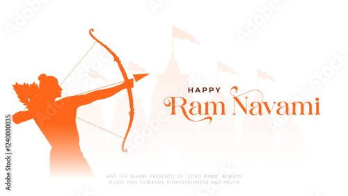 Happy Ram Navami portrait Vector Background Design with Silhouette Lord Rama Illustration. Shree Ram Navami celebration background for religious holiday of India. Ram Navmi with Lord Ram vector.

