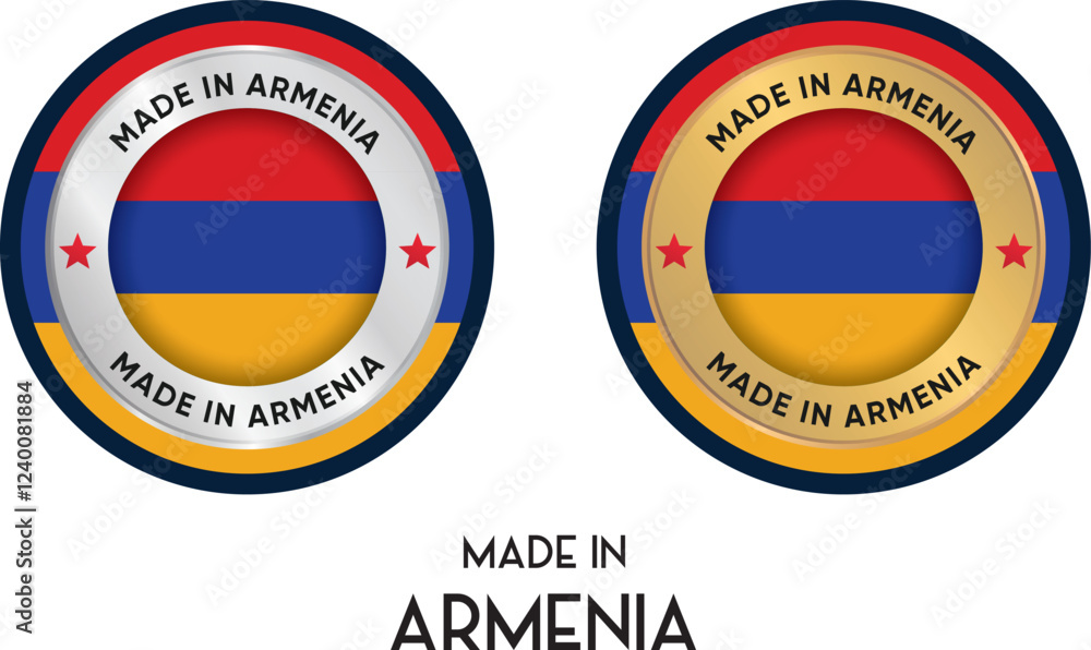Made in Armenia. Premium labels, stickers, pointer, badge and symbol of Armenia flag icon. Collection vector illustration Made in Armenia. Premium labels, stickers, pointer, badge and symbol of Armenia flag icon. Collection vector illustration