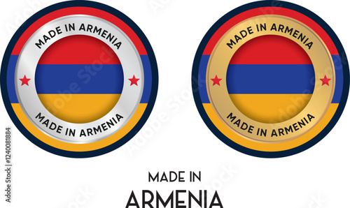 Free Download Made in Armenia. Premium labels, stickers, pointer, badge and symbol of Armenia flag icon. Collection vector illustration - GFXLoad
